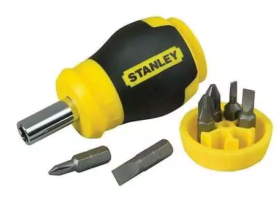 Stanley STA066357 Stubby Screwdriver Non Ratchet - Multi Bit Small Magnetic Tool • £8.44