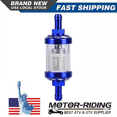 $8.49 • Buy Blue 5/16  8mm Inline Gas Fuel Filter Universal Reusable Washable Motorcycle New