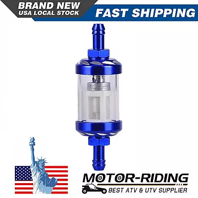 Blue 5/16  8mm Inline Gas Fuel Filter Universal Reusable Washable Motorcycle New • $7.95