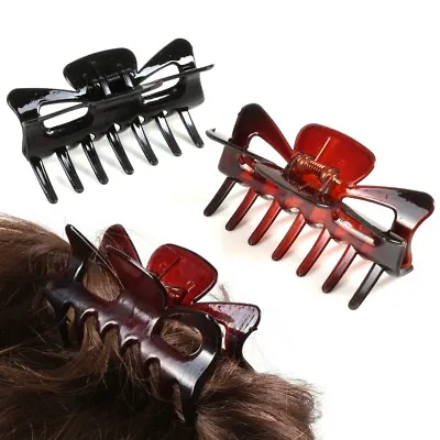 2x LARGE BLACK & BROWN HAIR GRIPS Updo Styling Clamp Clips Strong Hold Jaw Style • £6.73