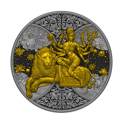 2023 Cameroon Durga 1 Oz Silver Ruthenium Dark Gilded Coin • $109.40