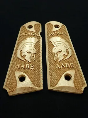 --Maple Molon Labe Spartan Helmet 1911 Grips Checkered Engraved Textured #2 • $35