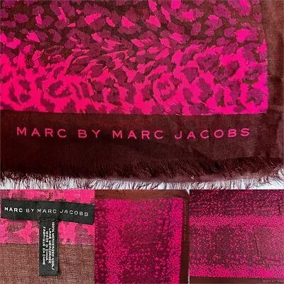 MARC JACOBS Women’s Scarf 100% Wool Soft Lightweight Wrap Fringed 60”x40” Brown • $50