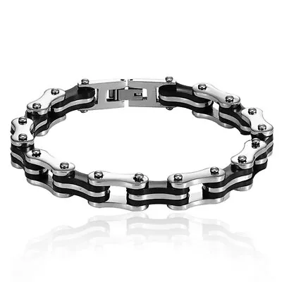 Men's Charm Bracelets Bangles Black Motorcycle Biker Bicycle Chain Link Bracelet • $8.69