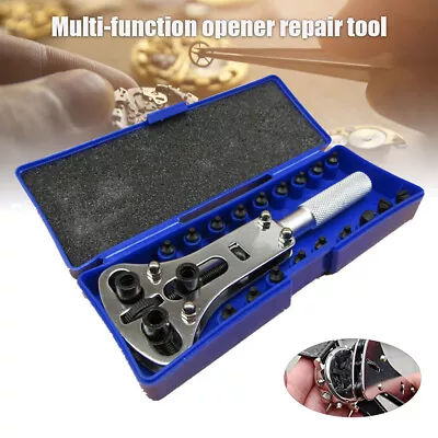 Watch Back Case Battery Cover Opener Repair Wrench Screw Remover Tool Set Kit UK • £8.50