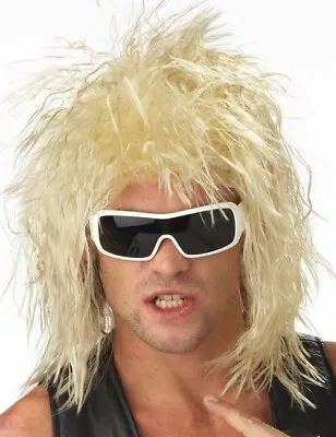 Rockin Dude 1980s Punk Blonde Hard Rock Star Heavy Metal Men Costume Wig • $27.20