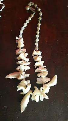 Seashell Mother Of Pearl MOP VTG Beaded Necklace Faux Pearls 15  Choker Cruise • $14.99