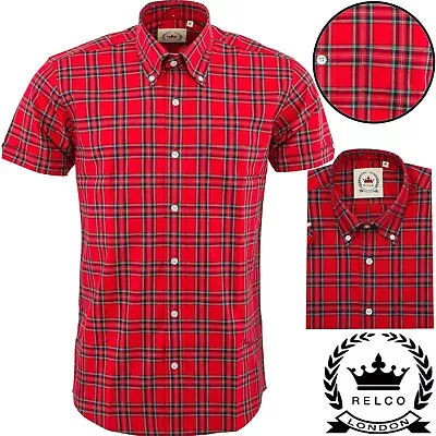 Relco Mens Red Check Tartan Short Sleeve Button Down Shirt Spring '22 Range • £39.99