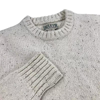 Duluth Trading Co Shetland Wool Crewneck Sweater Mens Size M SLIM FIT Cream • $34