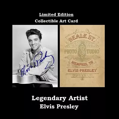 ELVIS The KING Of Rock Photo Card Art Collectible Original Design Facsimile Auto • $6.39
