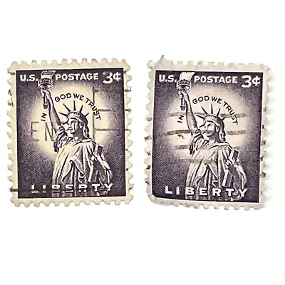 Vintage United States Postage In God We Trust Liberty 3 Cent Stamps X2 • $4.50