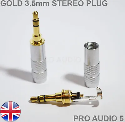 £2.99 • Buy 1x Gold 3.5mm Male Stereo Jack Plug 3 Pole Solder Headphone Repair & Upgrade UK