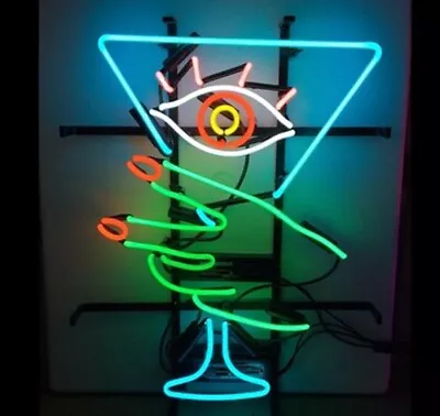 Cocktails Eye Martini Neon Light Sign 20 X16  Lamp Glass Bar Wall Space Hanging • $133.08