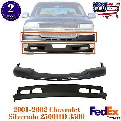 Front Bumper Cover Textured Black + Valance  For 2001-2002 Silverado 2500HD 3500 • $264.50