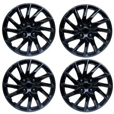 15  4 PACK  Black Wheel Covers Snap On Full Hub Caps For R15 Tire & Plastic Rim • $44.45