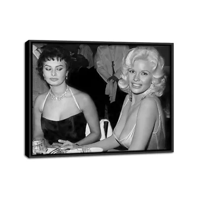 Sophia Loren Jayne Mansfield Framed Oil Canvas Print Wall Art Painting • $38.88