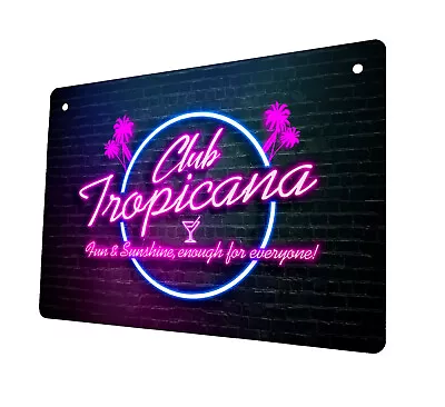 Club Tropicana Sign -Pink Neon Cocktail Home Bar A5 Metal Sign Home Bars • £9.99