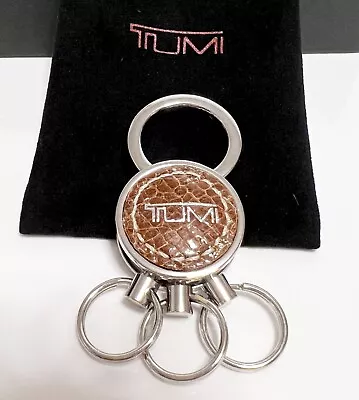 TUMI 147252COG Stainless Multi Valet Key Fob 3 Rings Brown Men Women Travel Gift • $45.99