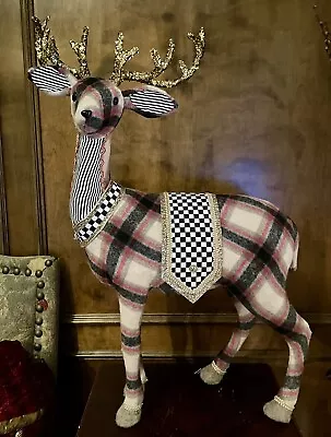 Mark Roberts Large Plaid & Courtly Check Glitter Christmas Stag Reindeer 3’ Tall • $220