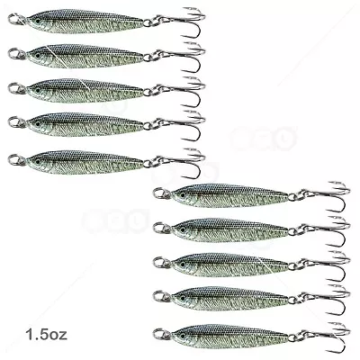 10pcs Silver 1.5oz Fishing Mega Live Baits Metal Lures Luna Jig Holographic NEW • $32.94