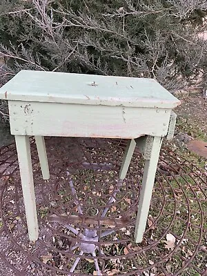 Vintage Primitive Handmade Wooden Stool Country Painted • $24.99