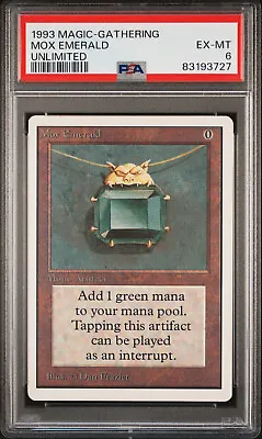 1993 Unlimited Mox Emerald Rare Magic: The Gathering Card PSA 6 Power Nine • $4175