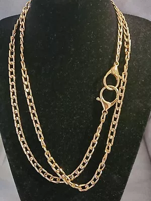 Long Gold Tone Cuban Chain Necklace Or Decorative Double Hook Clasp • $16