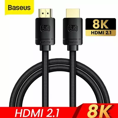 Baseus HDMI V2.1 To HDMI 8K@60Hz 48Gbps Ultra HD Cable For PS5 TV Box Splitter • $8.99