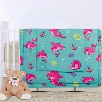 Dolphins Multicolor Baby Girls Blanket With Sherpa Softy And Warm • $44.99