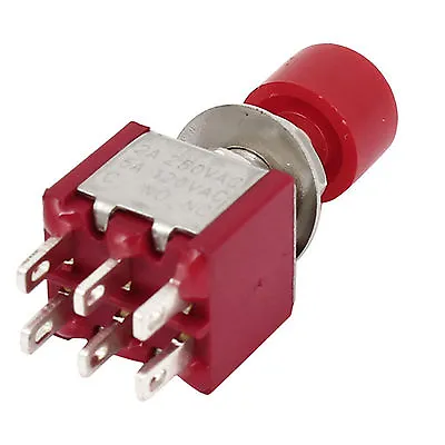 10PCS Red 6 Pin DPDT ON/ON Momentary Push Button Switch AC 125V 5A 250V 2A • $10.53