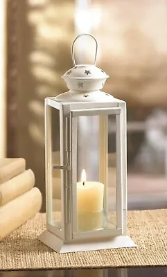8  Square White Star Candle Lantern Lamp Light Centerpiece Terrace Home Decor • $22.59