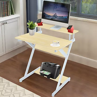 Computer Desk Study Writing Table With Monitor Shelf Corner For Small Spaces • $19.99