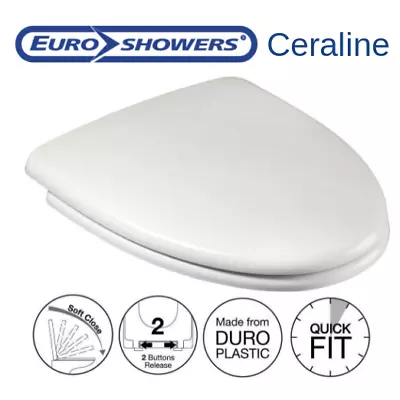 Euroshowers CERALINE V Shape Soft Close Toilet Seat Quick Release Fits: RAK Ella • £44.95