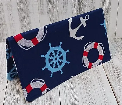 NAUTICAL Fabric  CHECKBOOK Cover Registry Documents Holder WALLET  Ship Handmade • $14.99