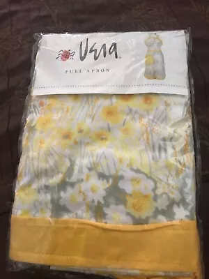 VINTAGE VERA NEUMANN Pocket FULL APRON YELLOW FLOWERS FLORAL 100% COTTON NEW • $19.99