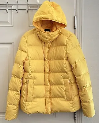J Crew Vintage Quilted Women’s Yellow Down Puffer Jacket Large Warm Coat • $65