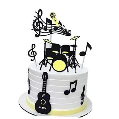 40 PCS Guitar Cake Toppers Music Note Cupcake Toppers Letters Happy Birthday  • $15.56