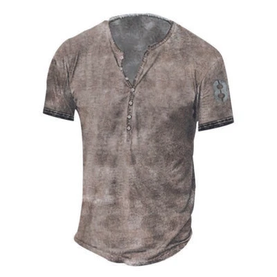 $22.27 • Buy Mens Summer Henley Casual Tee Tops Short Sleeve V Neck Holiday Pullover T Shirt