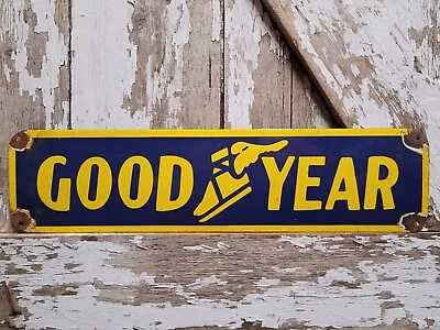 Vintage Goodyear Porcelain Sign Automobile 24  Truck Tire Rubber Parts Supplies • $347.65