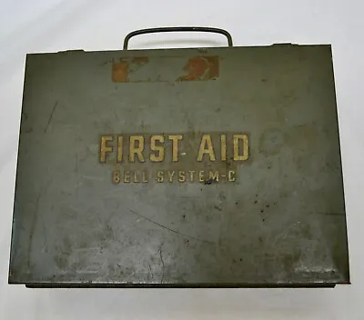 Bell System First Aid Kit Green Metal Box C-Kit 159 9 X6.5  Vintage Some Content • $34.99