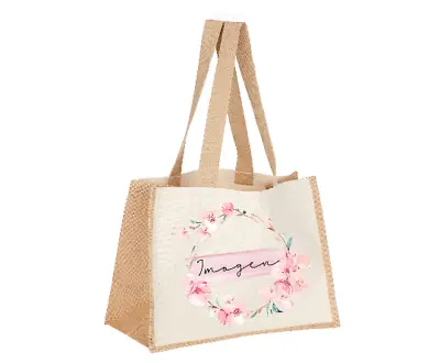 £11.99 • Buy Personalised XL Jute Bag Shopping Bag Shop Bridesmaid Pink Floral Friend Gift