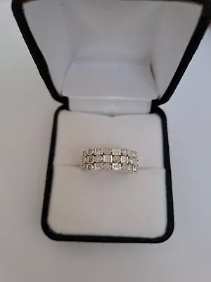 Diamond Band Ring Sz L Sterling Silver • £79.99