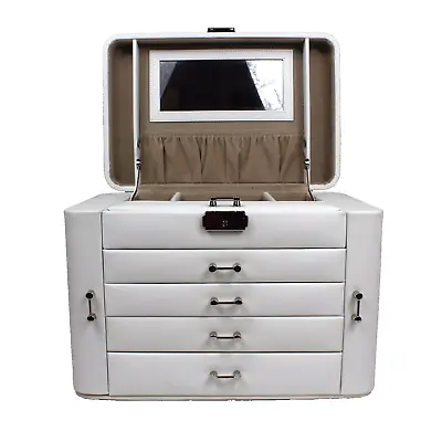 Mele & Co Large Empress Jewellery Box In Bonded Leather White • £89.99
