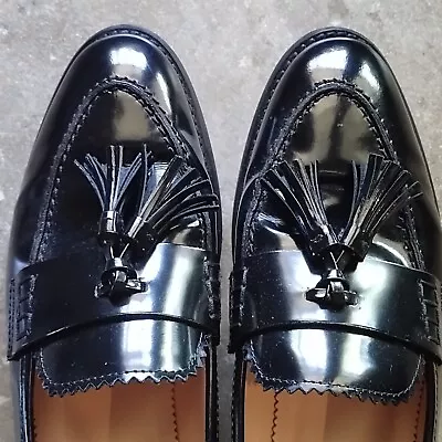 J. Crew Classic Tasseled Black Loafer Shiny Biella Slip On Size 7 Men's Style • $70