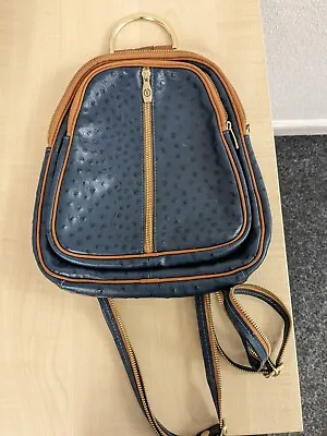 Valentina (Italy) Blue Tan Leather Backpack • £24.99