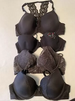 Victoria’s Secret Bra Lot Of 4 36C Black Gray Vtg UW Lace • $13.50