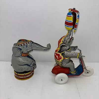 Vintage J. Chein & Company Tin Litho Circus Elephant Coin Bank And Other. • $85