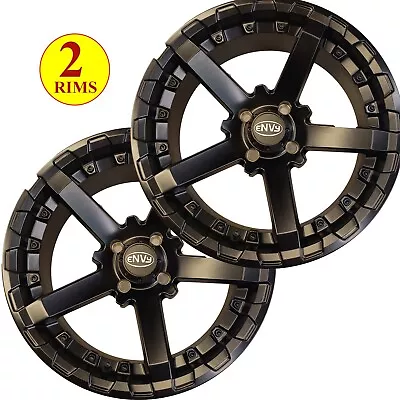 TWO 15  Aluminum DOT Golf Cart WHEEL RIMs 15x7 4/4 3+4 Envy 5spoke Matt Black • $139.95