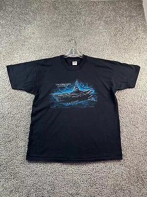 VINTAGE USS Yorktown Shirt Mens 2XL Black Navy Aircraft Carrier Single Stitch • $13.99