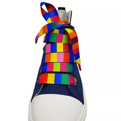 Pair Flat DOUBLE SIDE PRINTED Shoe Laces Strong Shoelaces Rainbow STRONG UNIQUE • £2.99